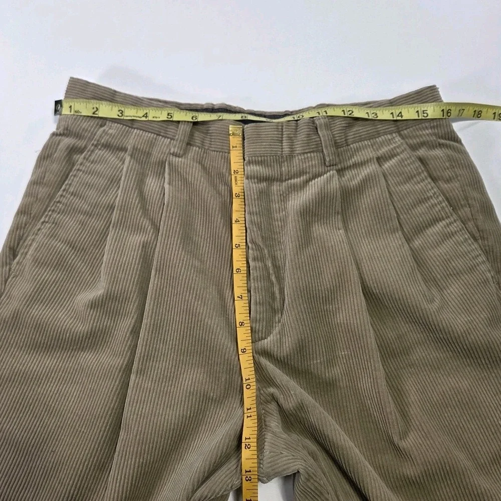 Eddie Bauer Dress Pants Mens 32x30 Beige Corduroy Trouser Straight Pleated Vtg